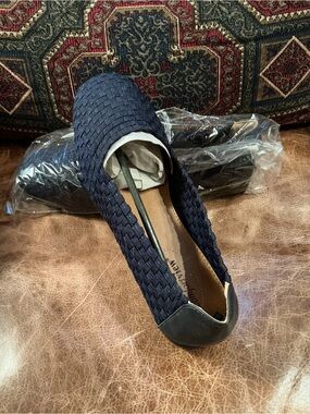 comfortview Navy Woven Slip-On Ballet Flat